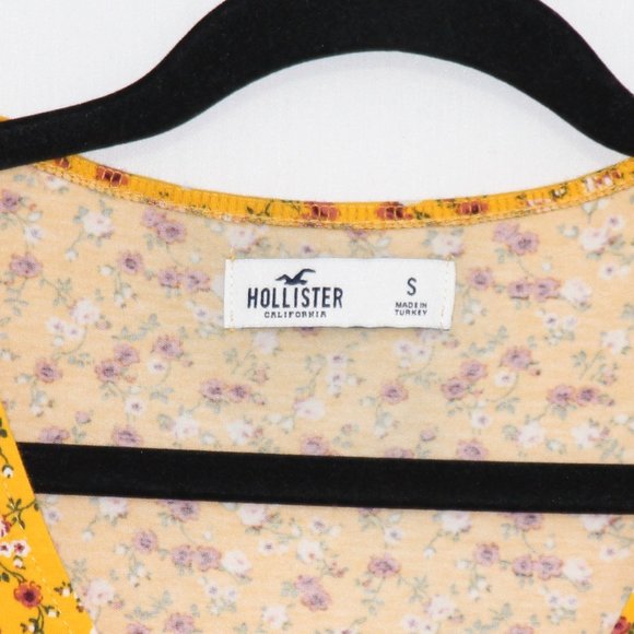 Hollister Yellow w/ Floral Pattern Wrap Dress - Picture 3 of 3